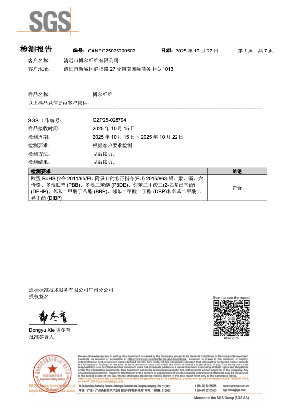 SGS RoHS 10项重金属检测报告 CANEC25025290502，符合欧盟 RoHS 指令